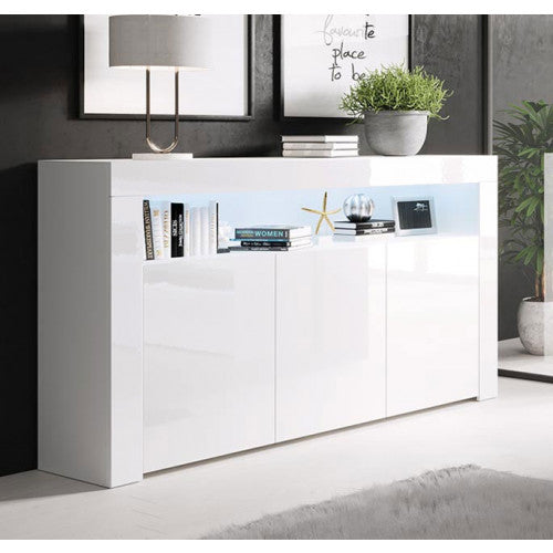 Buffet couleur blanc brillant  - 155 X 92 cm - Aker