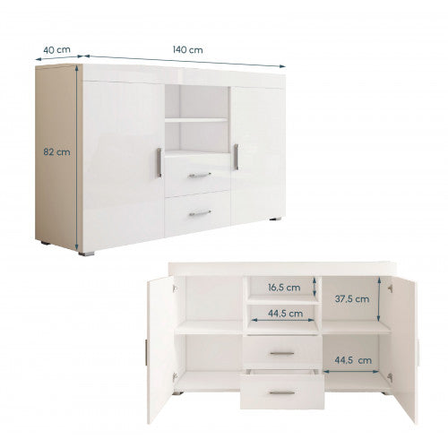 Buffet couleur blanc  - 140 X 82 cm - Randy