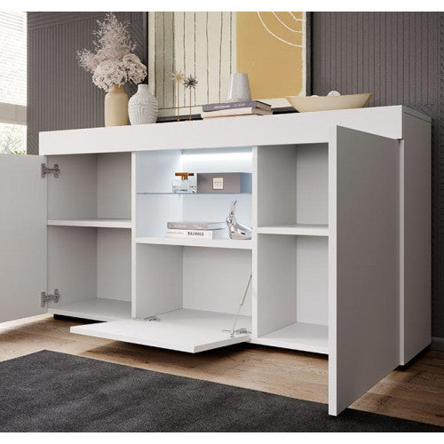 Buffet couleur blanc brillant - 135 x 72 cm - Safira