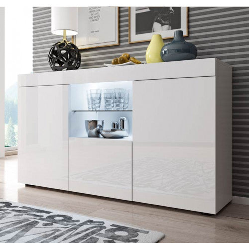 Buffet couleur blanc brillant - 135 x 72 cm - Safira
