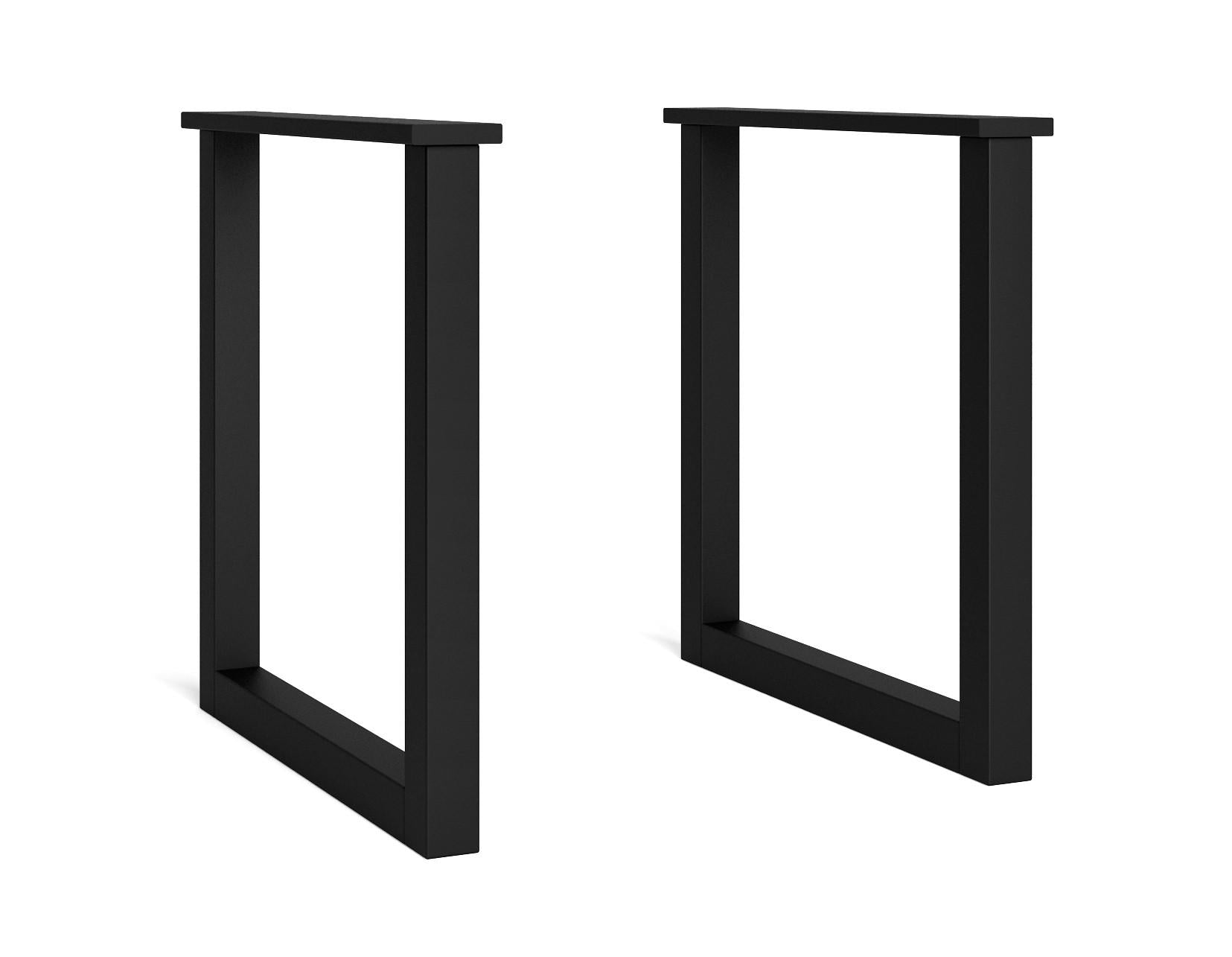 2 Pieds de Table style industriel - 70x72 cm - Support en Forme de U - Bois Massif - Laqué noir
