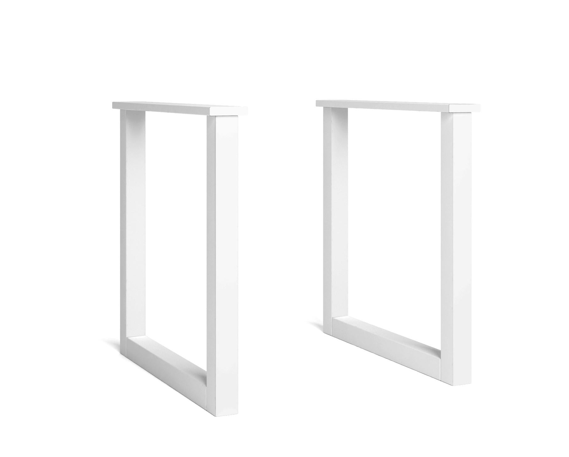 2 Pieds de Table style industriel - 70x72 cm - Support en Forme de U - Bois Massif - Laqué blanc