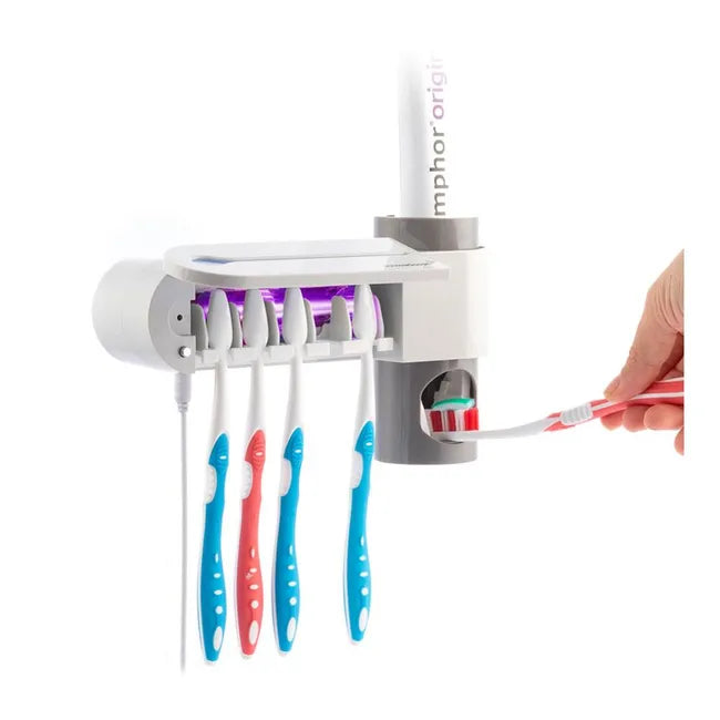 Stérilisateur Brosse à Dents UV avec Support et Distributeur de Dentifrice