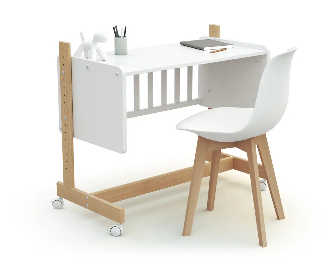 Berceau cododo évolutif en bois CONFORT Blanc et Hêtre Verni 40 x 80 cm