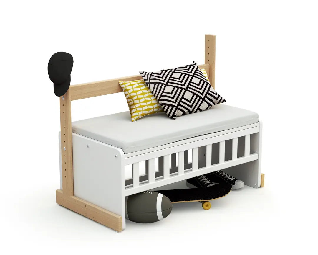 Berceau cododo évolutif en bois CONFORT Blanc et Hêtre Verni 40 x 80 cm