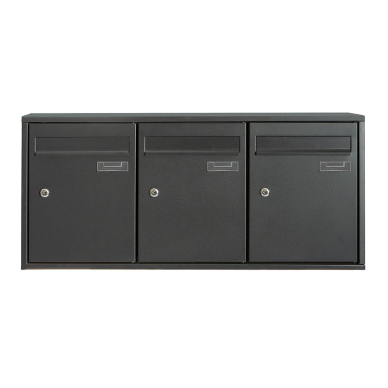 Boîte aux lettres 3 compartiments - noir mat