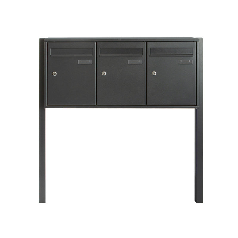 Boîte aux lettres 3 compartiments - anthracite  - sur pieds
