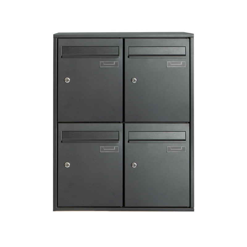 Boîte aux lettres 4 compartiments - anthracite  - fixation murale