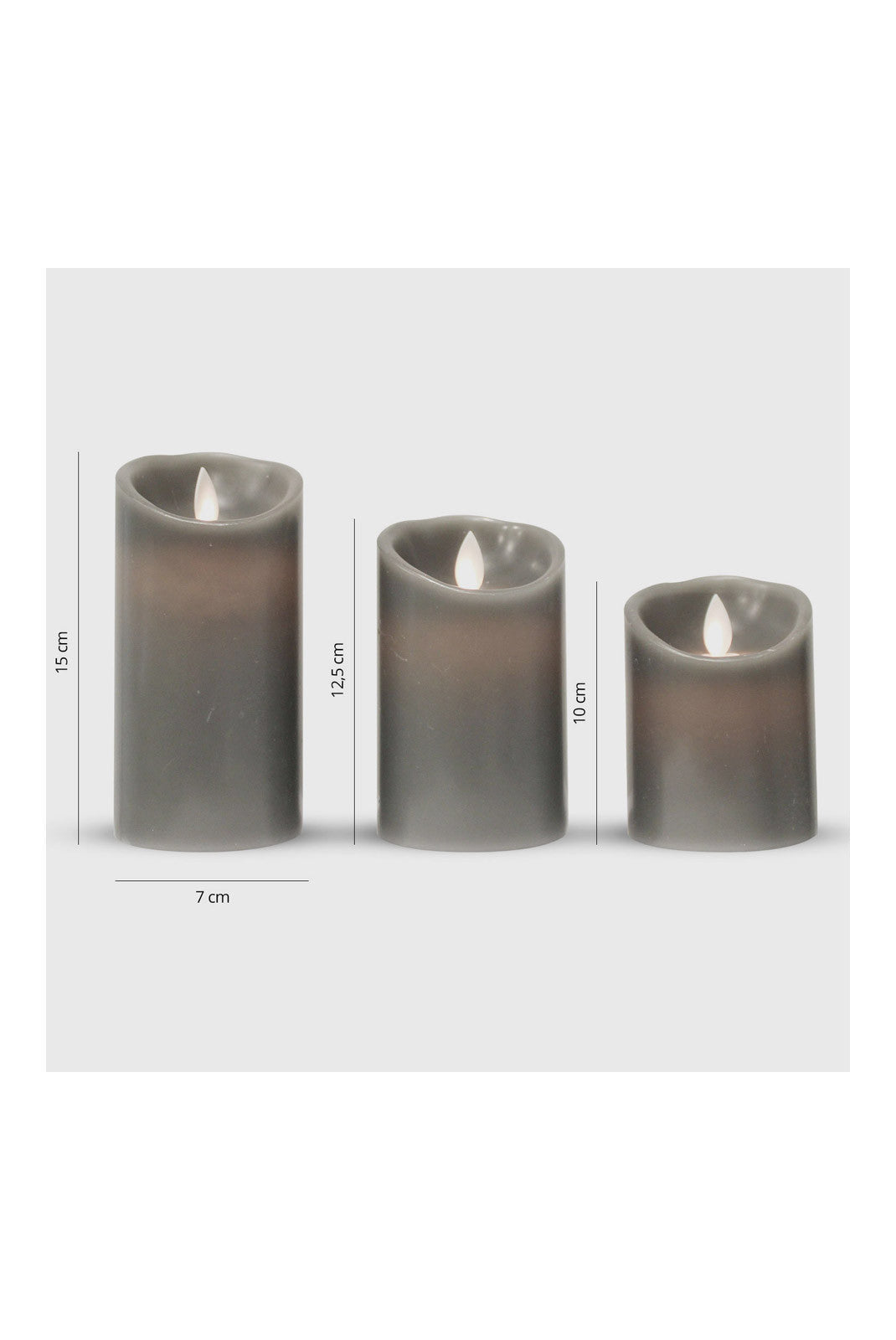 3 Bougies LED rechargeables – Gris