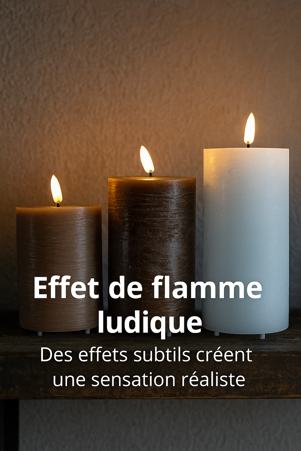 FlinQ - Ensemble de 3 bougies LED rechargeables à flamme vacillante - Télécommande incluse - Nuits urbaines