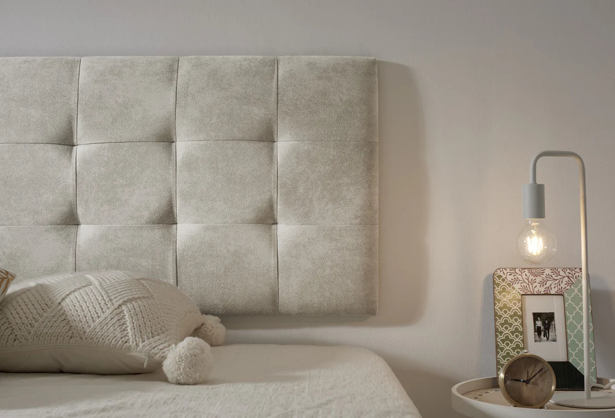 Tête de lit en tissu à carreaux Capitone - Blanche