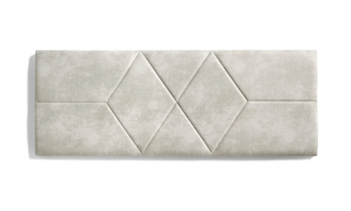 Tête de lit suspendue rembourrée en tissu - Blanche - Motif 2 losanges