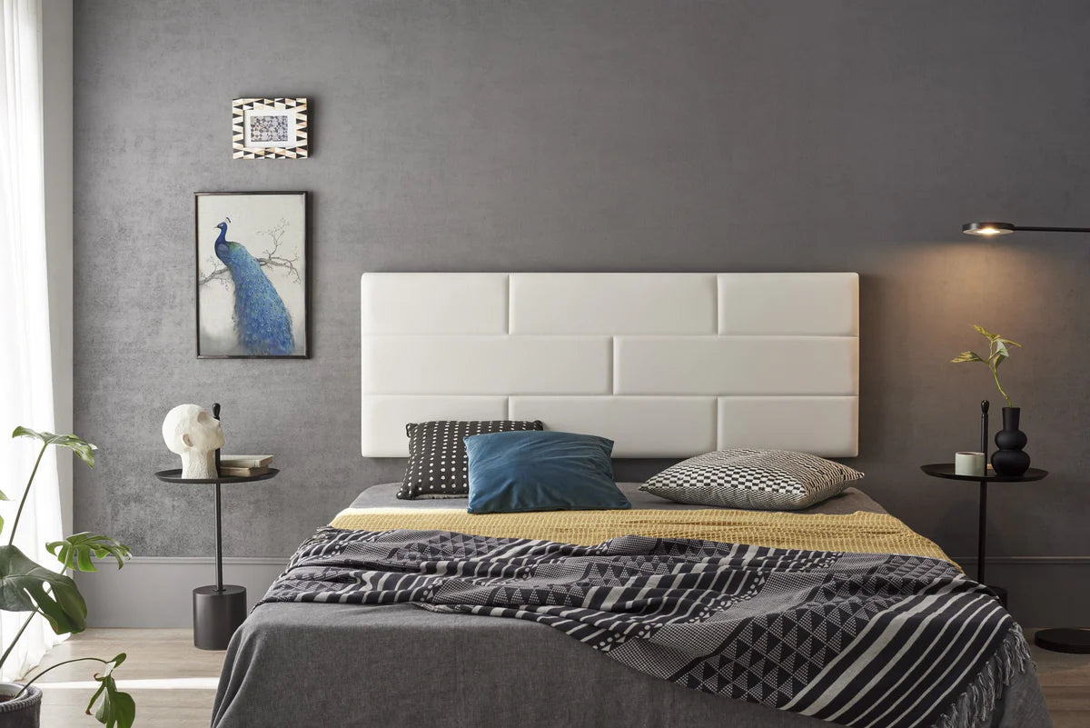 Tête de lit murale en similicuir en brique - Blanche