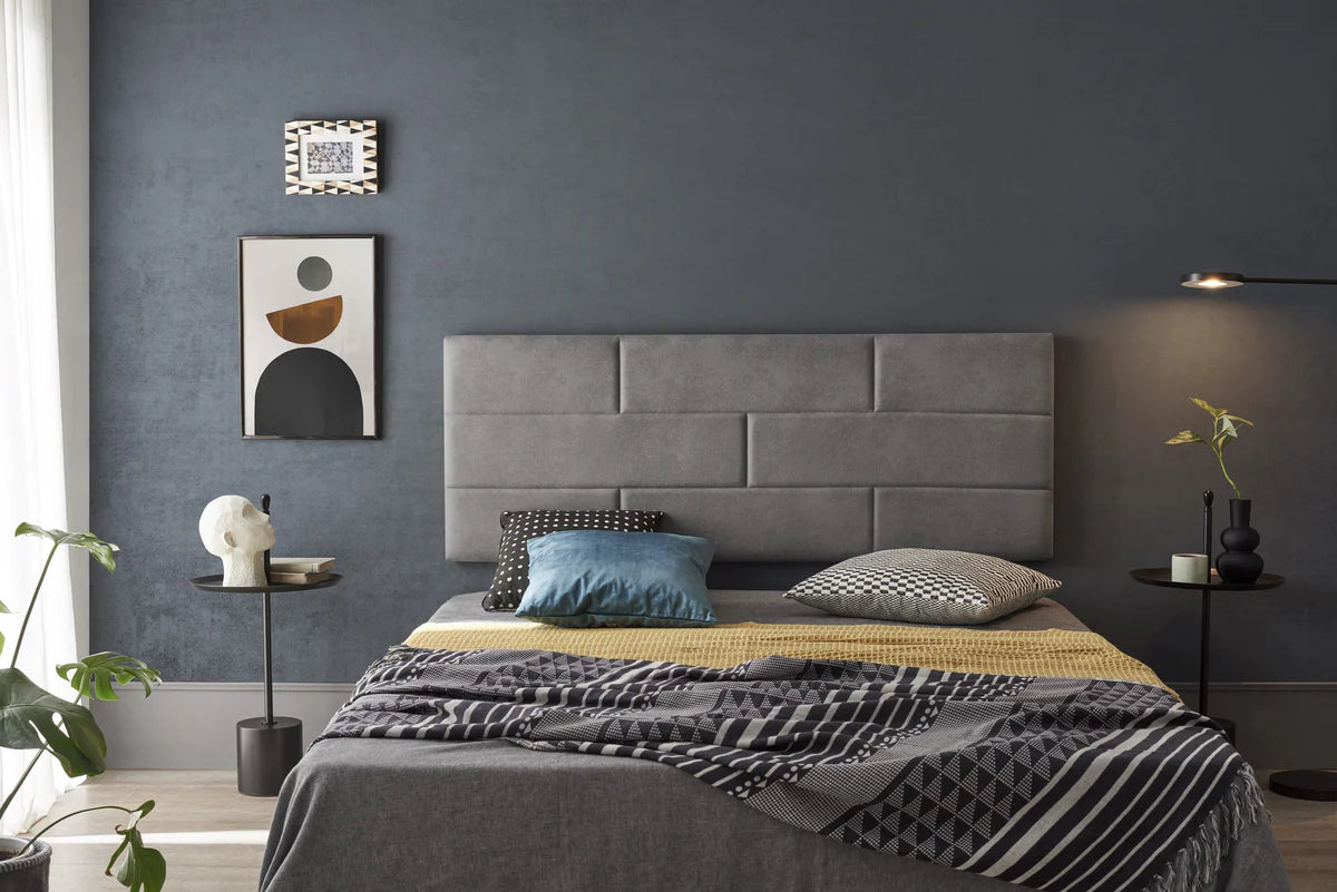 Tête de lit murale en tissu brique - Grise