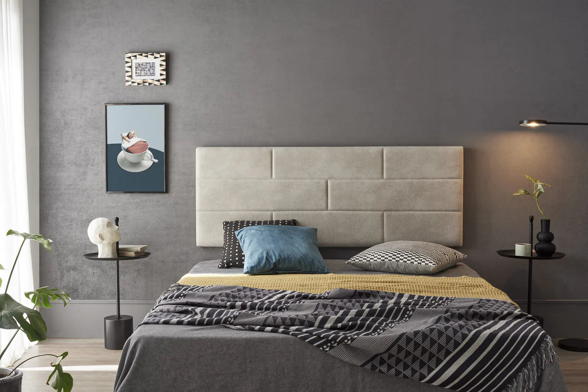 Tête de lit murale en tissu brique - Blanche