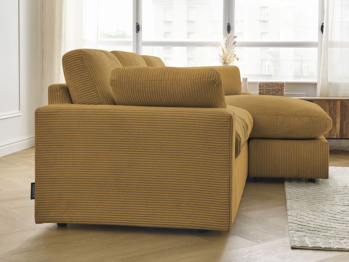 Canapé d'angle fixe compact réversible BELAIR velours côtelé