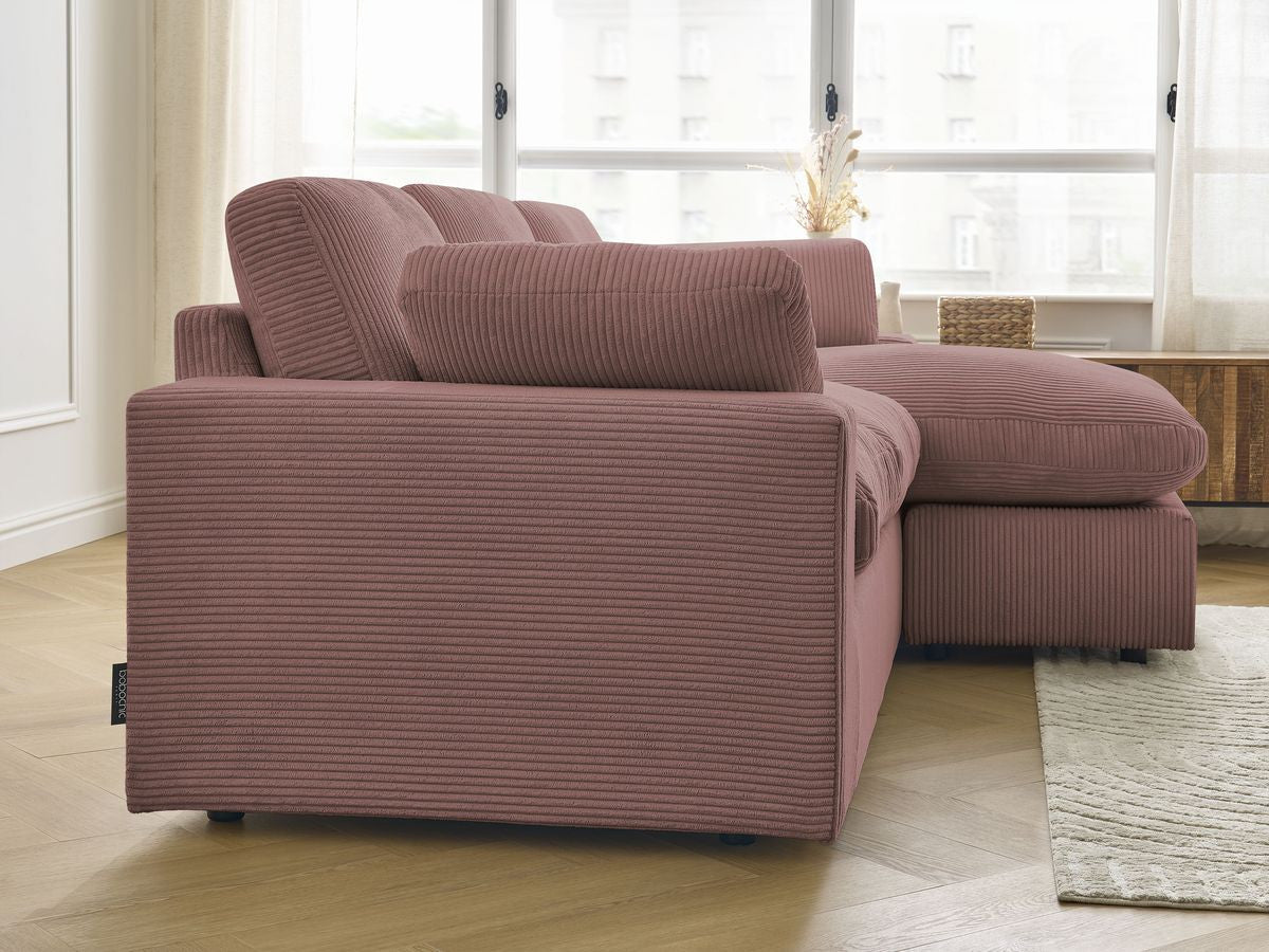 Canapé d'angle fixe compact réversible BELAIR velours côtelé