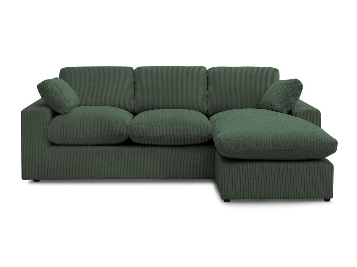Canapé d'angle fixe compact réversible BELAIR velours côtelé