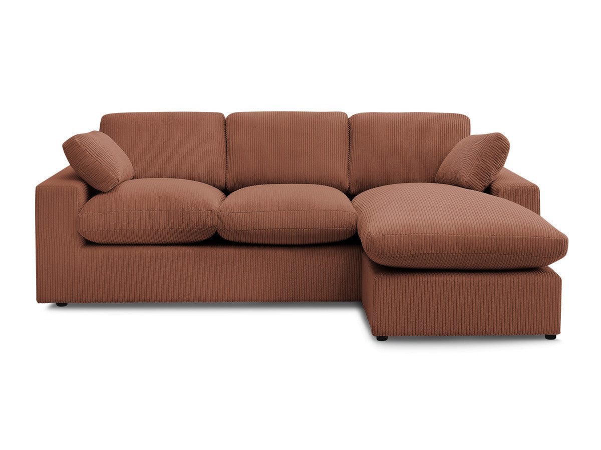 Canapé d'angle fixe compact réversible BELAIR velours côtelé