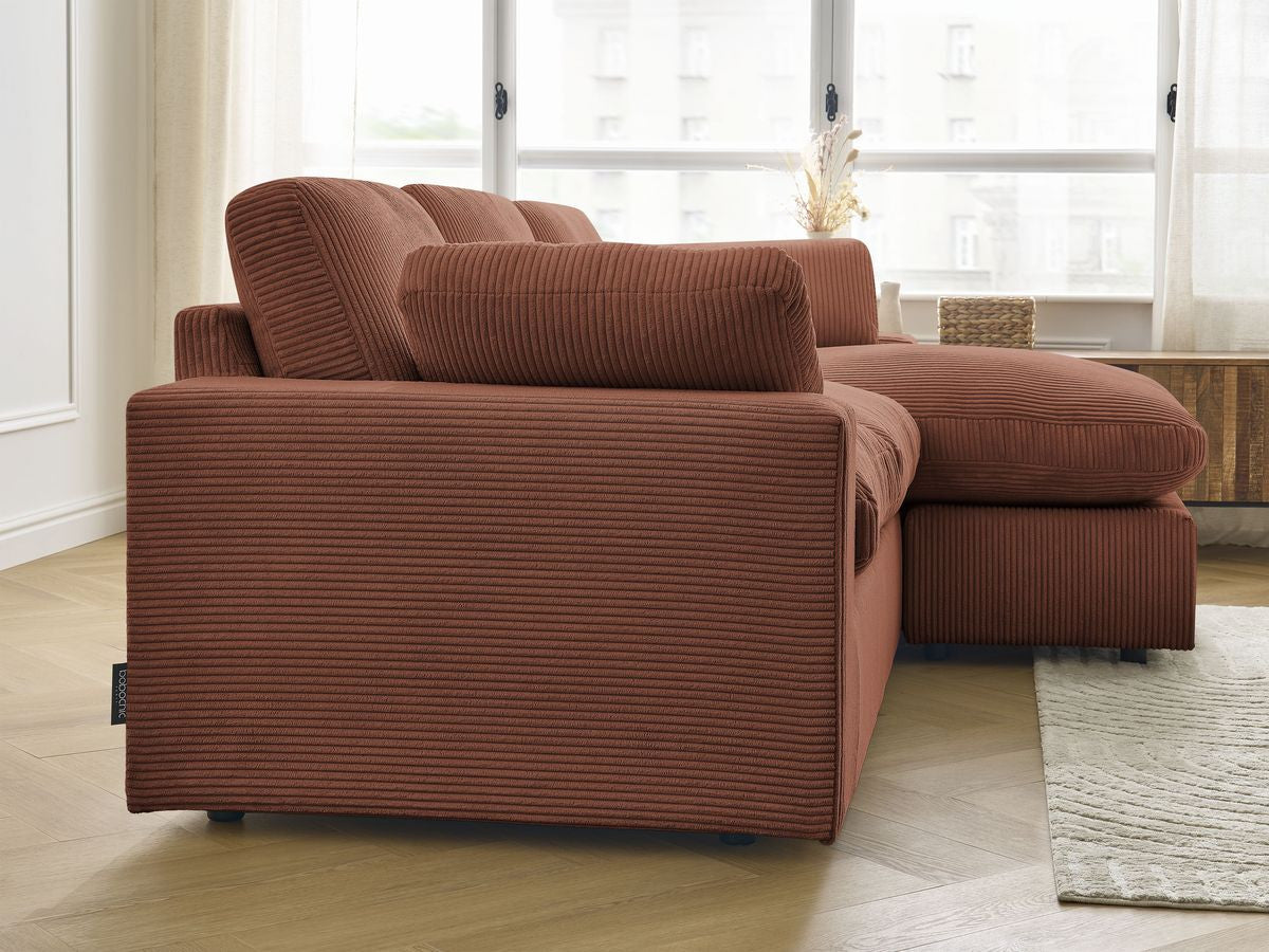 Canapé d'angle fixe compact réversible BELAIR velours côtelé