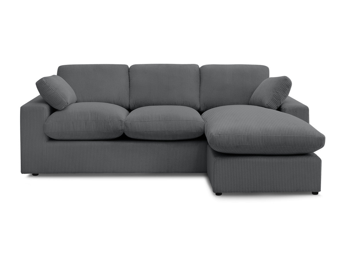 Canapé d'angle fixe compact réversible BELAIR velours côtelé