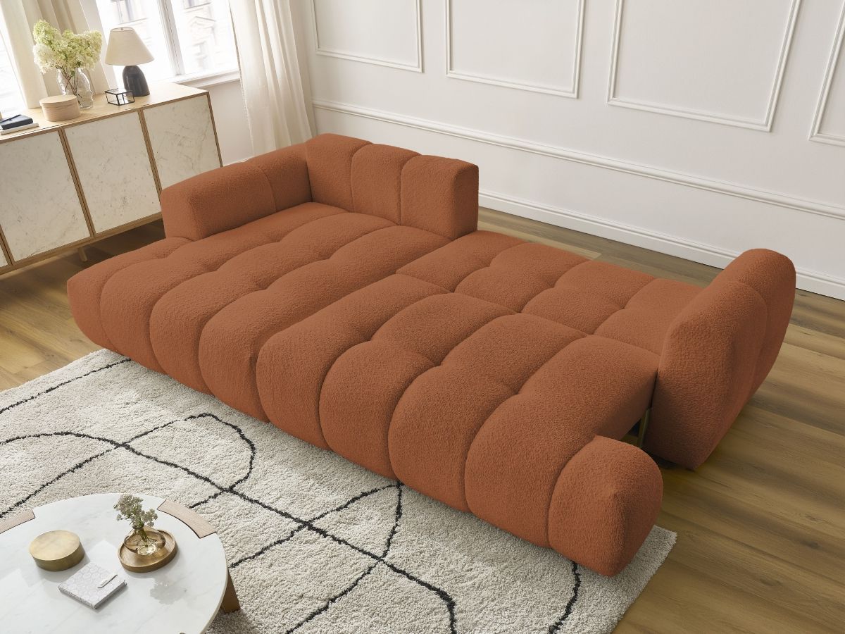 Canapé d'angle convertible FUJI tissu bouclette - Angle gauche