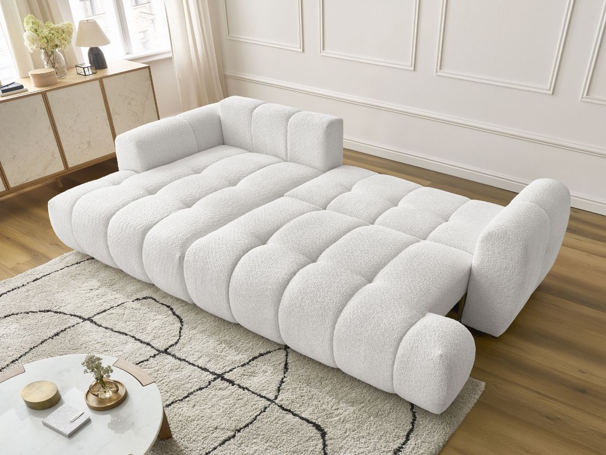 Canapé d'angle convertible FUJI tissu bouclette - Angle gauche