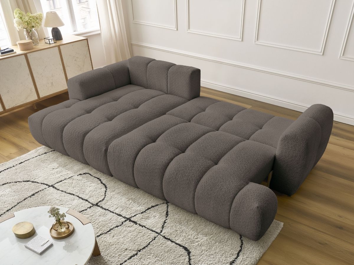 Canapé d'angle convertible FUJI tissu bouclette - Angle gauche