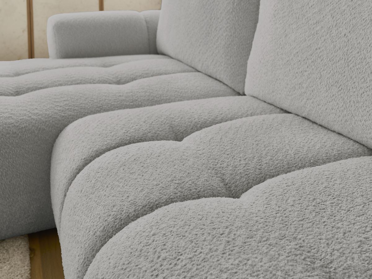 Canapé d'angle convertible FUJI tissu bouclette - Angle gauche