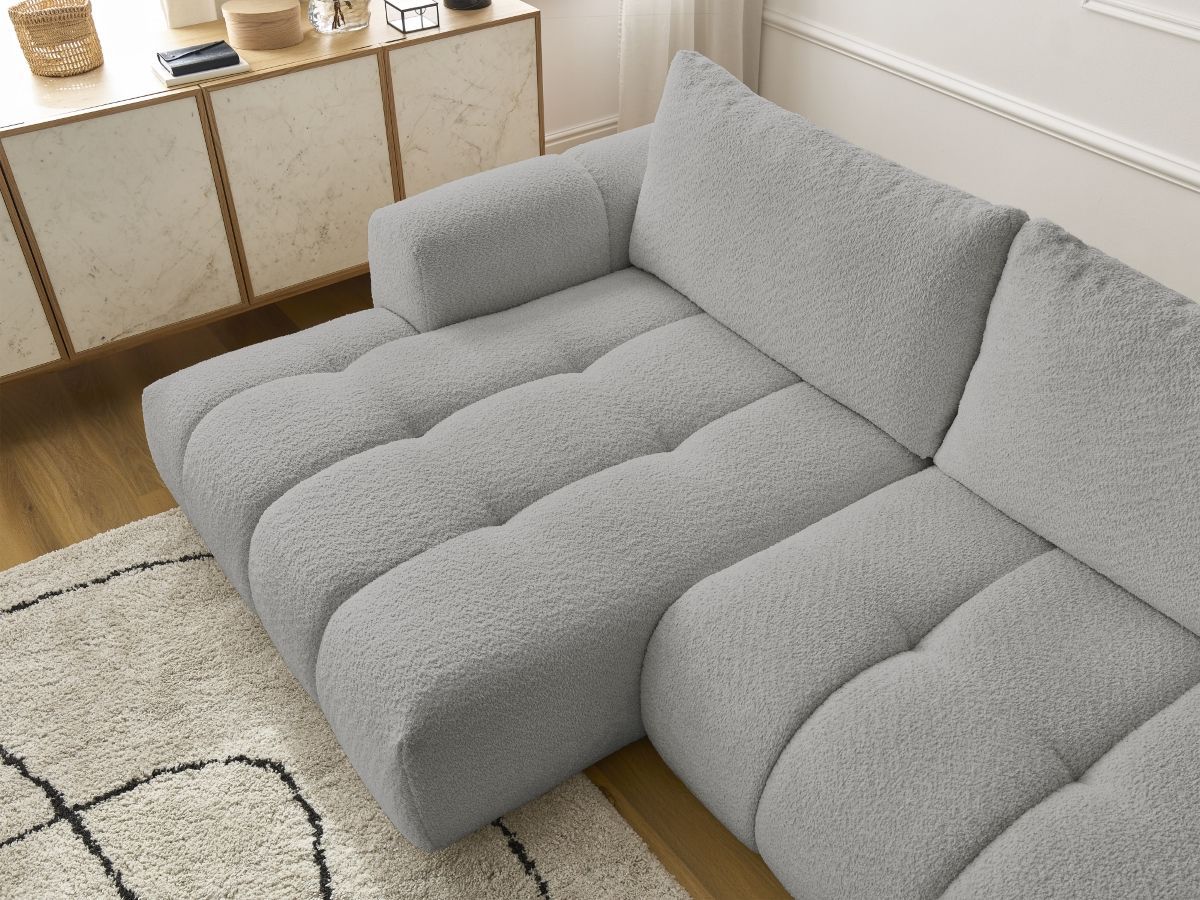 Canapé d'angle convertible FUJI tissu bouclette - Angle gauche