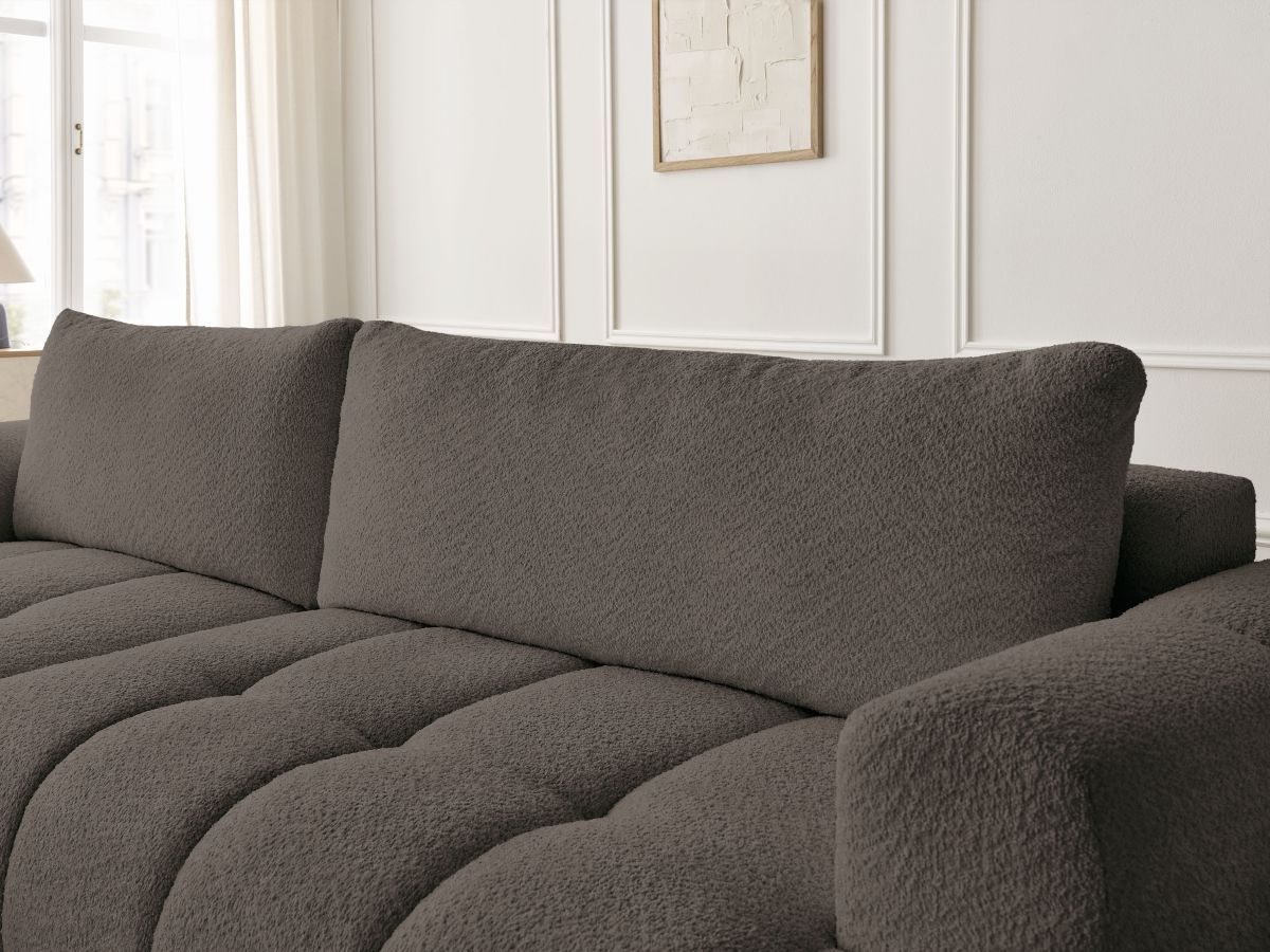Canapé d'angle convertible FUJI tissu bouclette - Angle gauche