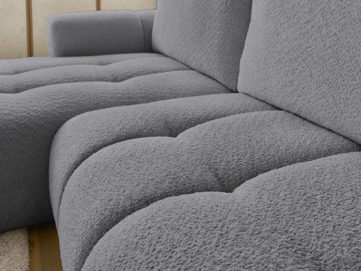 Canapé d'angle convertible FUJI tissu bouclette - Angle gauche