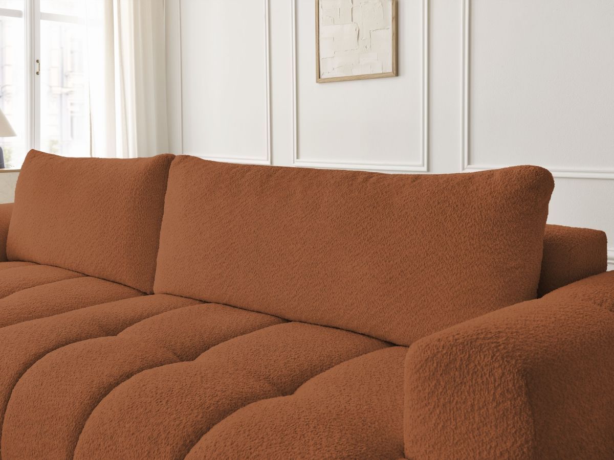 Canapé d'angle convertible FUJI tissu bouclette - Angle gauche