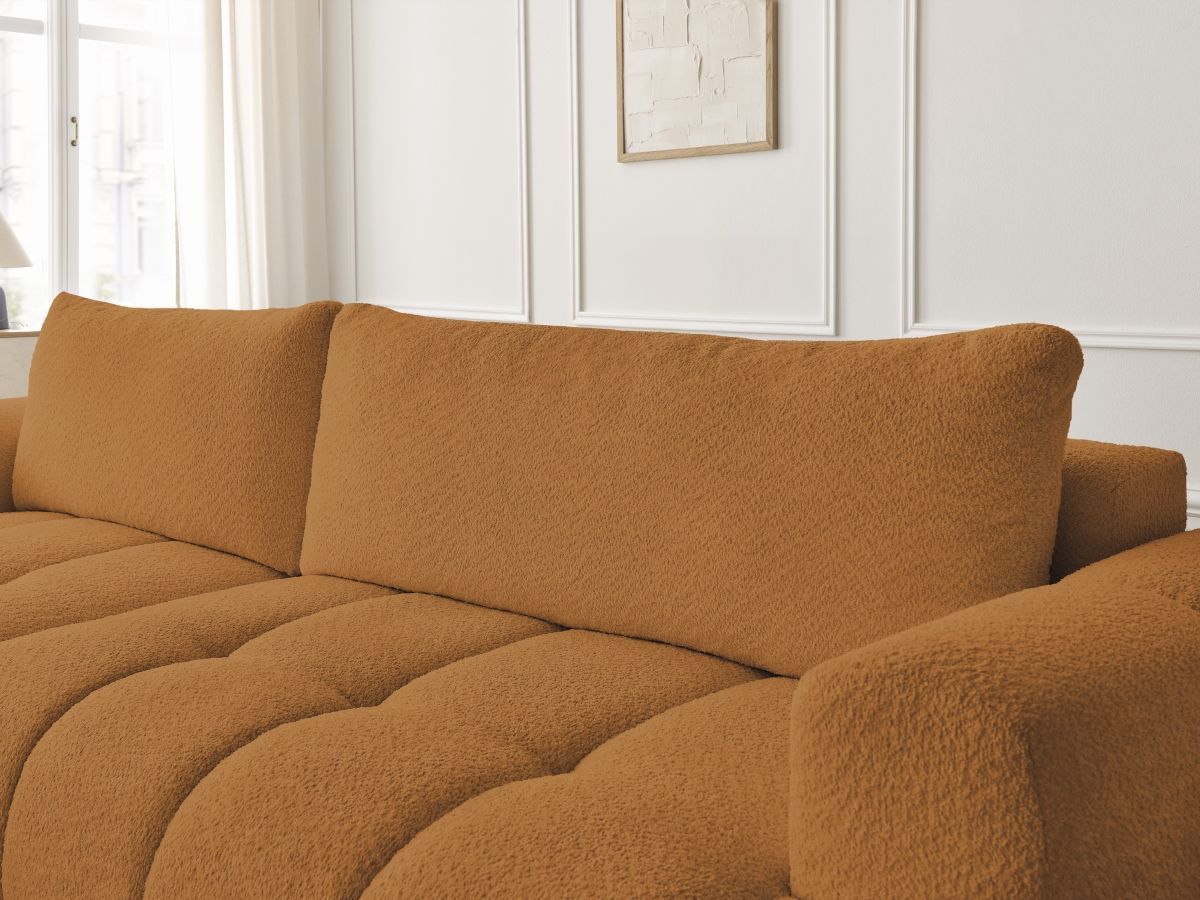 Canapé d'angle convertible FUJI tissu bouclette - Angle gauche