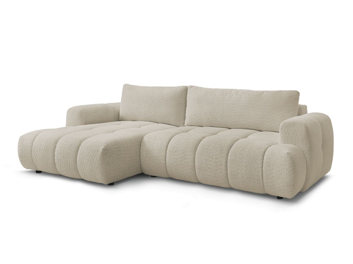 Canapé d'angle convertible FUJI tissu bouclette - Angle gauche