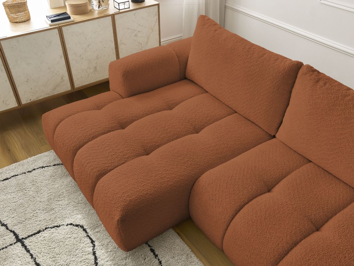 Canapé d'angle convertible FUJI tissu bouclette - Angle gauche