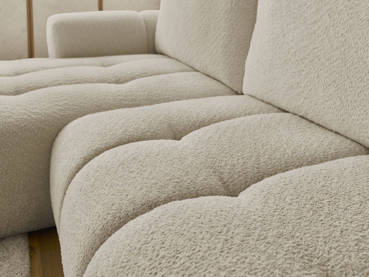 Canapé d'angle convertible FUJI tissu bouclette - Angle gauche