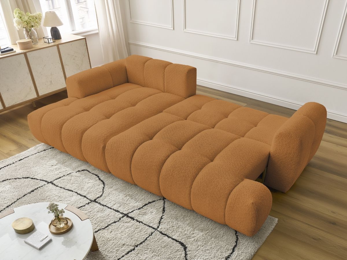 Canapé d'angle convertible FUJI tissu bouclette - Angle gauche