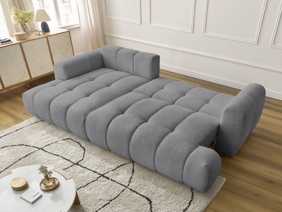 Canapé d'angle convertible FUJI tissu bouclette - Angle gauche