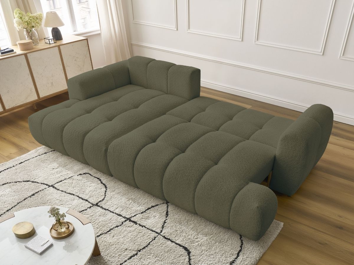 Canapé d'angle convertible FUJI tissu bouclette - Angle gauche