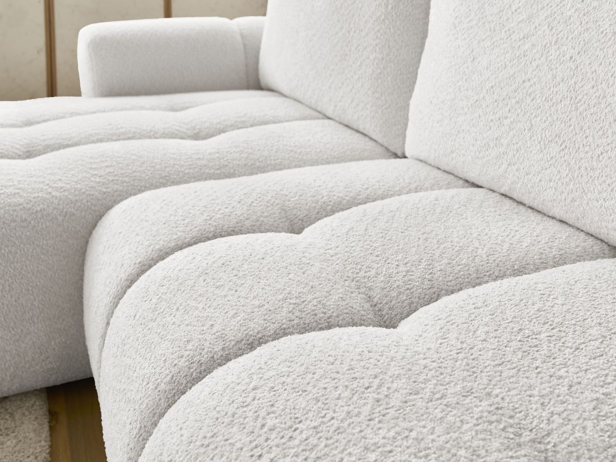 Canapé d'angle convertible FUJI tissu bouclette - Angle gauche
