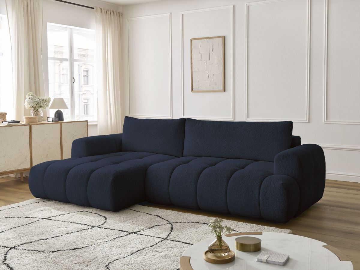 Canapé d'angle convertible FUJI tissu bouclette - Angle gauche