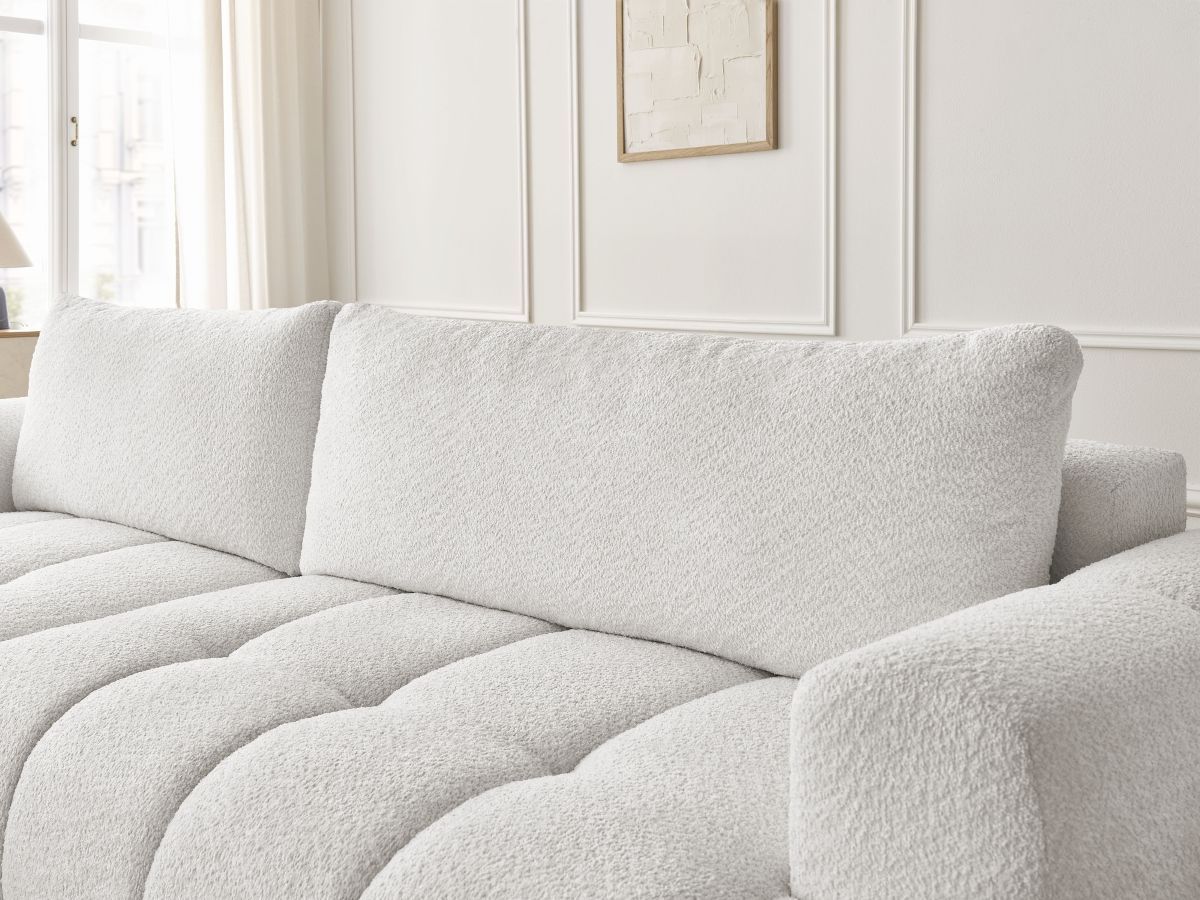 Canapé d'angle convertible FUJI tissu bouclette - Angle gauche