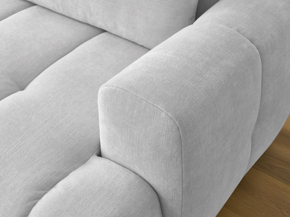 Canapé d'angle convertible FUJI tissu lisse avec pouf - Angle gauche