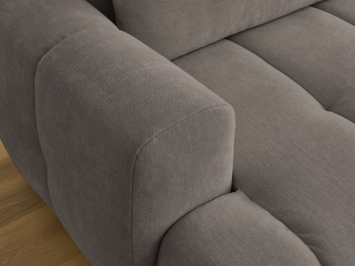 Canapé d'angle convertible FUJI tissu lisse avec pouf - Angle droit