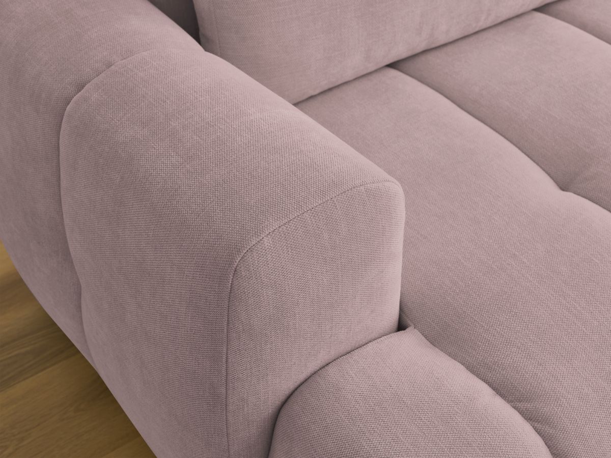 Canapé d'angle convertible FUJI tissu lisse avec pouf - Angle droit