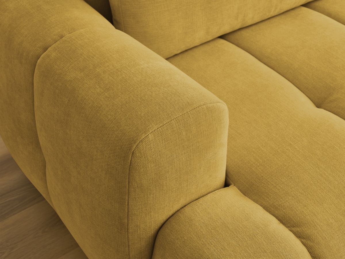 Canapé d'angle convertible FUJI tissu lisse avec pouf - Angle droit