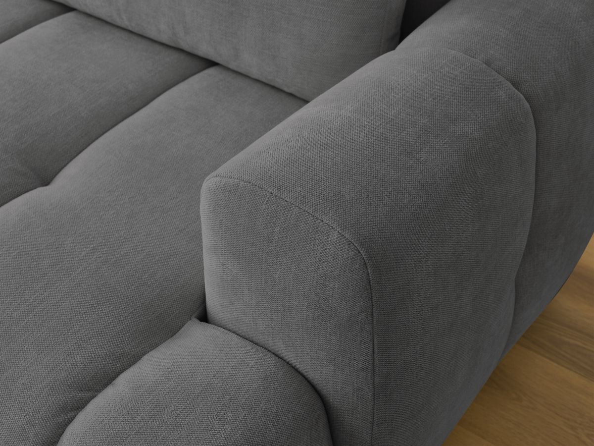 Canapé d'angle convertible FUJI tissu lisse avec pouf - Angle gauche