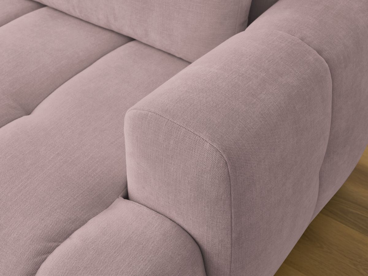 Canapé d'angle convertible FUJI tissu lisse avec pouf - Angle gauche