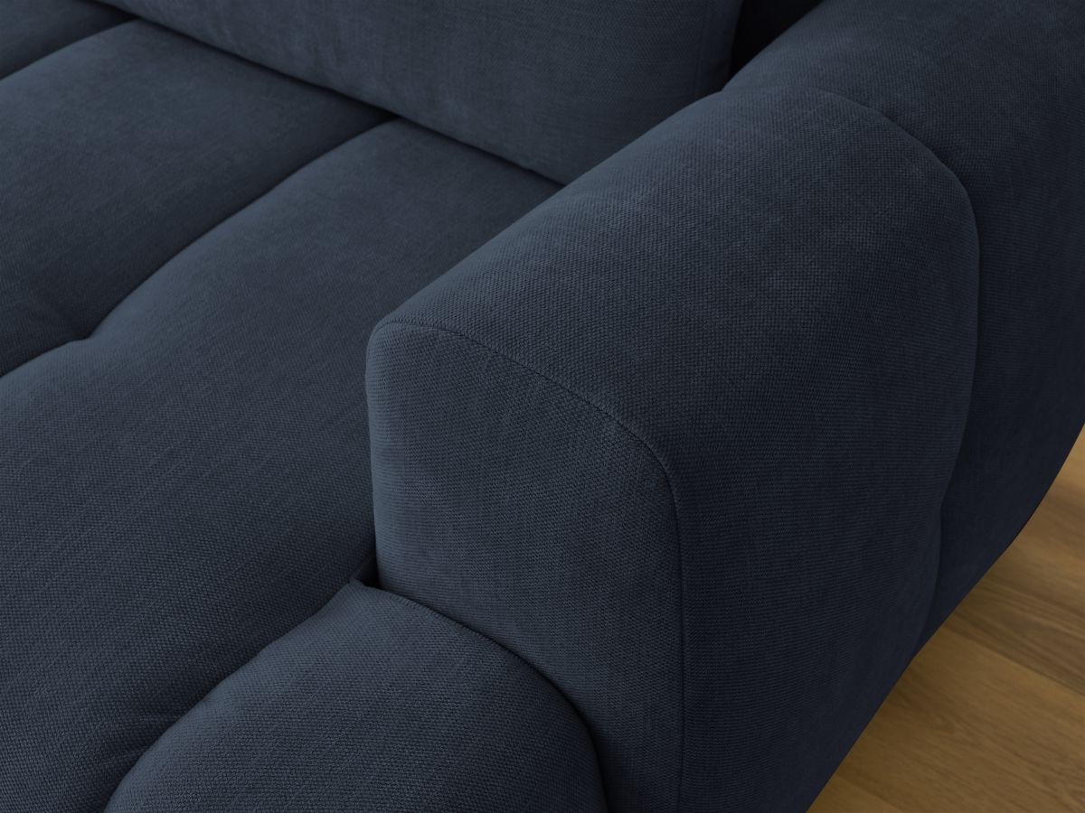 Canapé d'angle convertible FUJI tissu lisse avec pouf - Angle gauche
